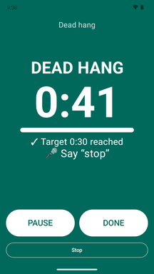 A dead hang past its target time: say &ldquo;stop&rdquo; to finish